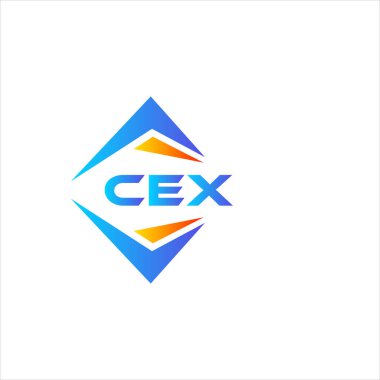 Beyaz arka planda CEX soyut teknoloji logosu tasarımı. CEX yaratıcı harflerin baş harfleri logo kavramı.