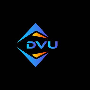Beyaz arka planda DVU soyut teknoloji logosu tasarımı. DVU yaratıcı harflerin baş harfleri logo kavramı.