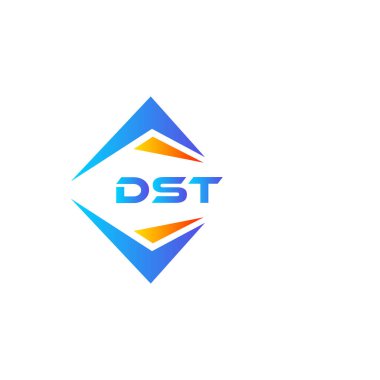 Beyaz arka planda DST soyut teknoloji logosu tasarımı. DST yaratıcı harflerin baş harfleri logo kavramı.