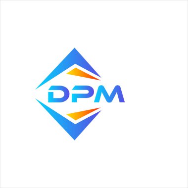 Beyaz arka planda DPM soyut teknoloji logosu tasarımı. DPM yaratıcı harf logosu kavramı.