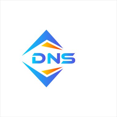 Beyaz arka planda DNS soyut teknoloji logosu tasarımı. DNS yaratıcı harf logosu kavramı.
