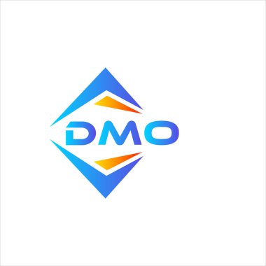 Beyaz arka planda DMO soyut teknoloji logosu tasarımı. DMO yaratıcı harf logosu kavramı.