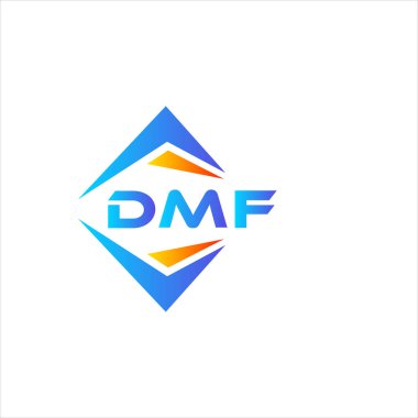 Beyaz arka planda DMF soyut teknoloji logosu tasarımı. DMF yaratıcı harf logosu kavramı.