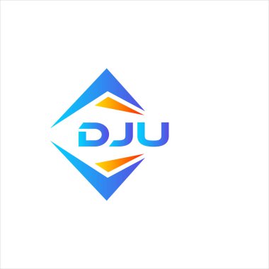 Beyaz arka planda DJU soyut teknoloji logosu tasarımı. DJU yaratıcı harflerin baş harfleri logo kavramı.