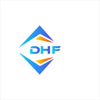 Beyaz arka planda DHF soyut teknoloji logosu tasarımı. DHF yaratıcı harf logosu kavramı.