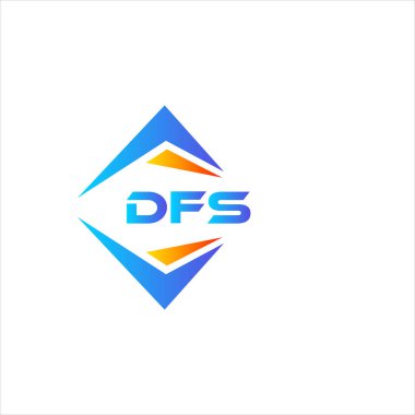 Beyaz arka planda DFS soyut teknoloji logosu tasarımı. DFS yaratıcı harf logosu kavramı.