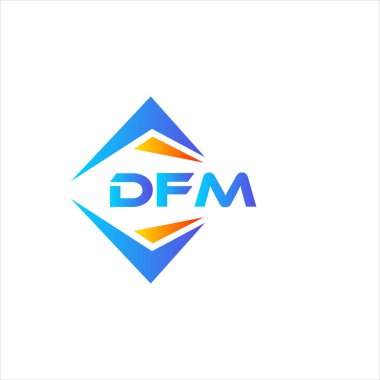Beyaz arka planda DFM soyut teknoloji logosu tasarımı. DFM yaratıcı harf logosu kavramı.