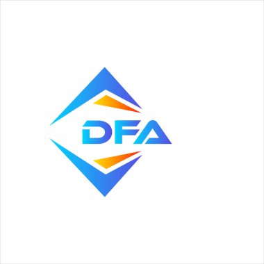 Beyaz arka planda DFA soyut teknoloji logosu tasarımı. DFA yaratıcı harflerin baş harfleri logo kavramı.
