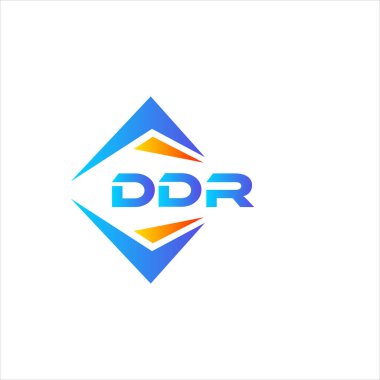 Beyaz arka planda DDR soyut teknoloji logosu tasarımı. DDR yaratıcı harf logosu kavramı.