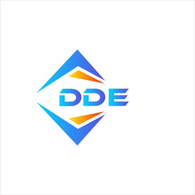 Beyaz arka planda DDE soyut teknoloji logosu tasarımı. DDE yaratıcı harf logosu kavramı.