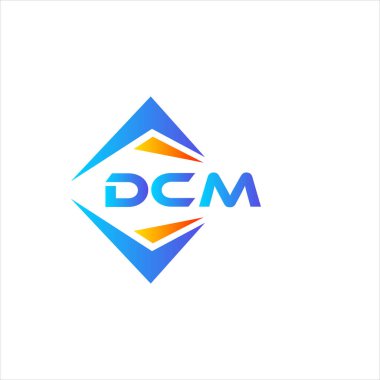 Beyaz arka planda DCM soyut teknoloji logosu tasarımı. DCM yaratıcı harf logosu kavramı.