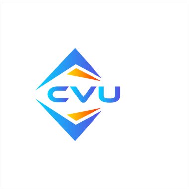 Beyaz arka planda CVU soyut teknoloji logosu tasarımı. CVU yaratıcı harf logosu kavramı.
