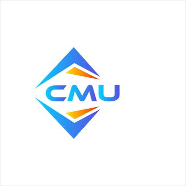 Beyaz arka planda CMU soyut teknoloji logosu tasarımı. CMU yaratıcı harf logosu kavramı.