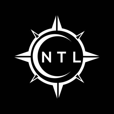 Siyah arkaplanda NTL soyut monogram kalkan logosu tasarımı. NTL yaratıcı harfler harfi logosu.