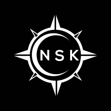 Siyah arkaplanda NSK soyut monogram kalkan logosu tasarımı. NSK yaratıcı harflerin baş harfleri logo.