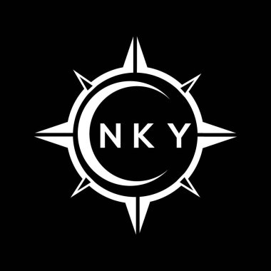 Siyah arkaplanda NKY soyut monogram kalkan logosu tasarımı. NKY yaratıcı harfler harfi logosu.