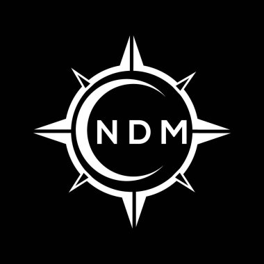 Siyah arkaplanda NDM soyut monogram kalkan logosu tasarımı. NDM yaratıcı harflerin baş harfleri logo.