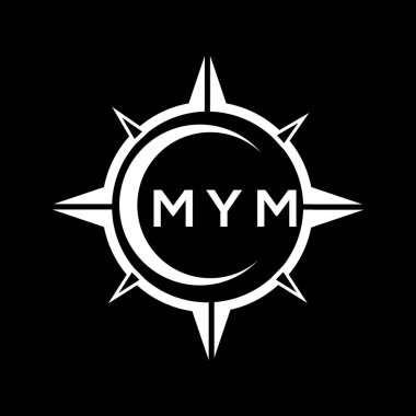 Siyah arkaplanda MYM soyut monogram kalkan logosu tasarımı. MYM yaratıcı harf logosu.