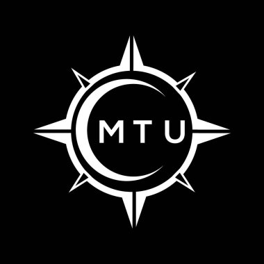 MTU soyut monogram kalkan logosu tasarımı siyah arkaplanda. MTU yaratıcı harflerin baş harfleri..