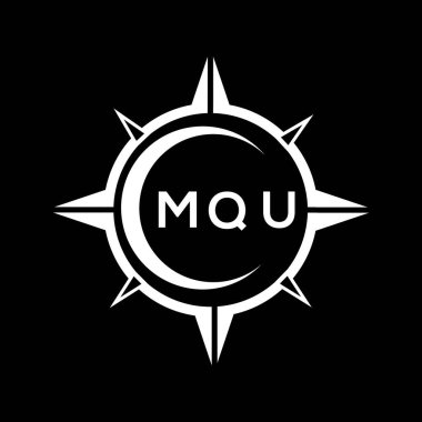 Siyah arka planda MQU soyut monogram kalkan logosu tasarımı. MQU yaratıcı harfler harfi logosu.
