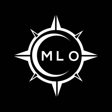 Siyah arkaplanda MLO soyut monogram kalkan logosu tasarımı. MLO yaratıcı harfler harfi logosu.