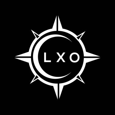 LXO soyut monogram kalkan logosu tasarımı siyah arkaplanda. LXO yaratıcı harflerin baş harfleri..