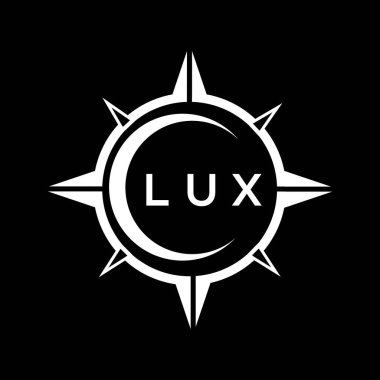 LUX soyut monogram kalkan logosu tasarımı siyah arkaplanda. LUX yaratıcı harflerin baş harfleri logosu.