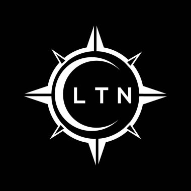 LTN soyut monogram kalkan logosu tasarımı siyah arkaplanda. LTN yaratıcı harf logosu.