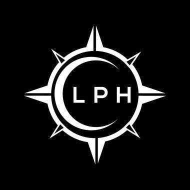LPH soyut monogram kalkan logosu tasarımı siyah arkaplanda. LPH yaratıcı harflerin baş harfleri logosu.