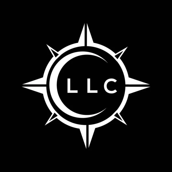 LLC soyut monogram kalkan logosu tasarımı siyah arkaplanda. LLC yaratıcı harf logosu.