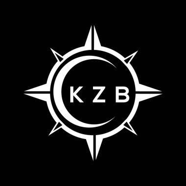KZB soyut teknoloji çemberi logo tasarımını siyah arkaplan üzerine kuruyor. KZB yaratıcı harflerin baş harfleri logosu.