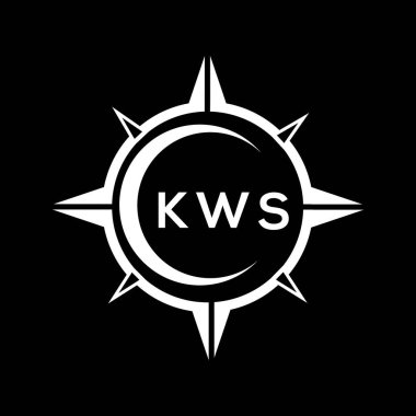 KWS soyut teknoloji çemberi logo tasarımını siyah arkaplan üzerine kuruyor. KWS yaratıcı harflerin baş harfleri logosu.