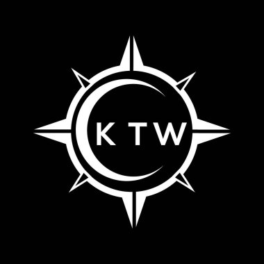 KTW soyut teknoloji çemberi logo tasarımını siyah arkaplan üzerine kuruyor. KTW yaratıcı harflerin baş harfleri logosu.