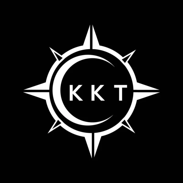 Kkt Soyut Teknoloji Çemberi Logo Tasarımını Siyah Arkaplan Üzerine Kuruyor — Stok Vektör