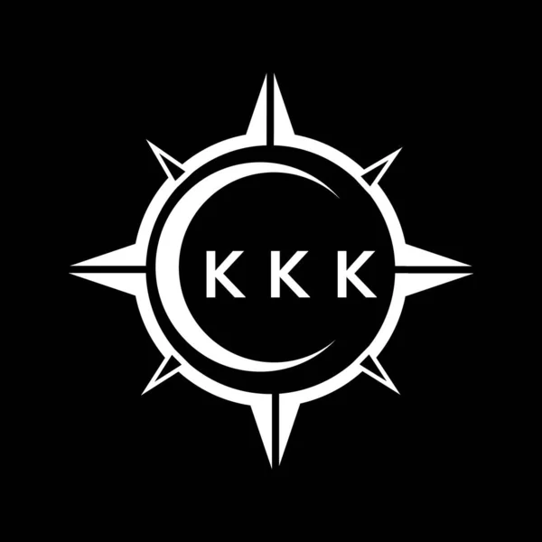 Kkk Soyut Teknoloji Çemberi Logo Tasarımını Siyah Arkaplan Üzerine Kuruyor — Stok Vektör