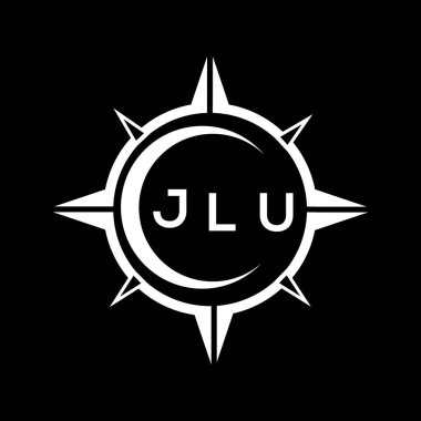 JLU soyut teknoloji çemberi logo tasarımını siyah arka plana ayarlıyor. JLU 'nun baş harfleri harf logosu. JLU soyut teknoloji çemberi siyah arkaplan üzerine logo tasarımı yapıyor. JLU yaratıcı harfler harfi logosu.