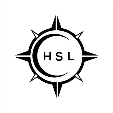 HSL soyut teknoloji çemberi logo tasarımını beyaz arka plana ayarlıyor. HSL yaratıcı harfler harfi logosu.
