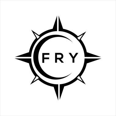 FRY soyut teknoloji çemberi logo tasarımını beyaz arka plana ayarlıyor. FRY yaratıcı harfler harfi logosu.