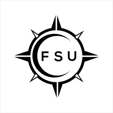 FSU soyut teknoloji çemberi logo tasarımını beyaz arka plana ayarlıyor. FSU yaratıcı harflerin baş harfleri..