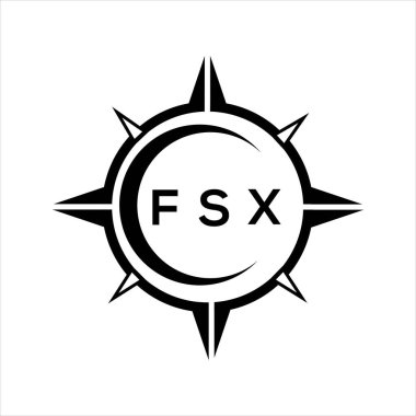 FSX soyut teknoloji çemberi logo tasarımını beyaz arka plana ayarlıyor. FSX yaratıcı harflerin baş harfleri logosu.