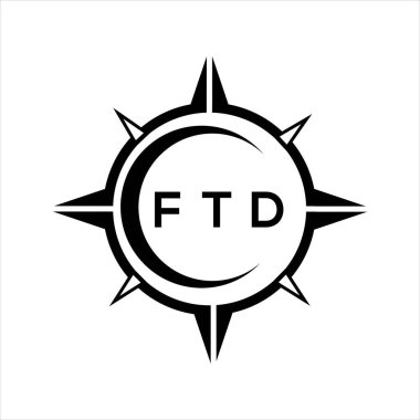 FTB soyut teknoloji çemberi logo tasarımını beyaz arka plana ayarlıyor. FTB yaratıcı harflerin baş harfleri logosu.