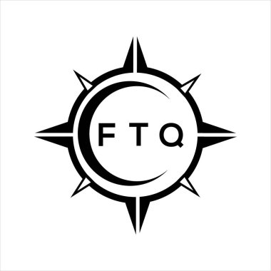 FTQ soyut teknoloji çemberi logo tasarımını beyaz arka plana ayarlıyor. FTQ yaratıcı harflerin baş harfleri logosu.