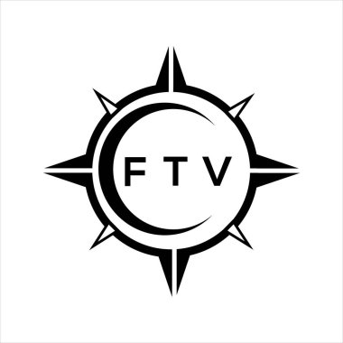 FTV soyut teknoloji çemberi beyaz arkaplan üzerine logo tasarımı ayarlıyor. FTV yaratıcı harflerin baş harfleri logosu.