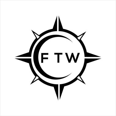 FTW soyut teknoloji çemberi logo tasarımını beyaz arka plana ayarlıyor. FTW yaratıcı harflerin baş harfleri logosu.