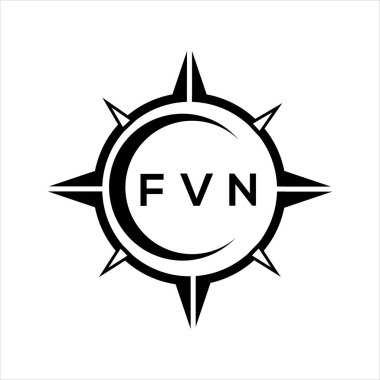 FVN soyut teknoloji çemberi logo tasarımını beyaz arka plana ayarlıyor. FVN yaratıcı harflerin baş harfleri logosu.