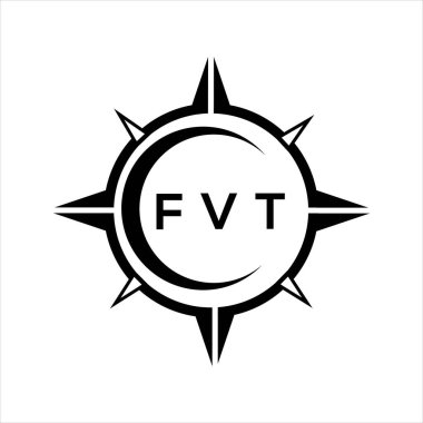 FVT soyut teknoloji çemberi logo tasarımını beyaz arka plana ayarlıyor. FVT yaratıcı harflerin baş harfleri logosu.