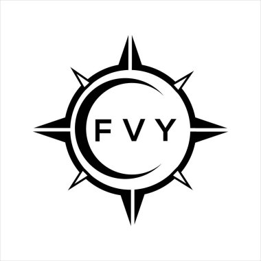 FVY soyut teknoloji çemberi logo tasarımını beyaz arka plana ayarlıyor. FVY yaratıcı harfler harfi logosu.