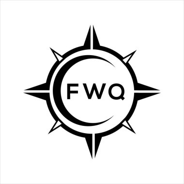 FWQ soyut teknoloji çemberi logo tasarımını beyaz arka plana ayarlıyor. FWQ yaratıcı harflerin baş harfleri logosu.
