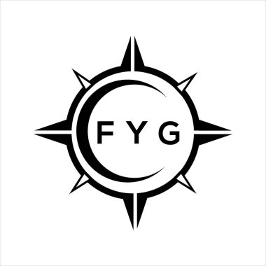 FYG soyut teknoloji çemberi logo tasarımını beyaz arka plana ayarlıyor. FYG yaratıcı harflerin baş harfleri..