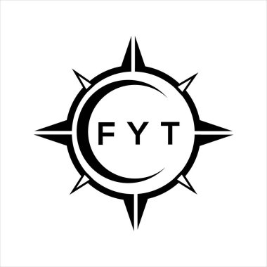 FYT soyut teknoloji çemberi logo tasarımını beyaz arka plana ayarlıyor. FYT yaratıcı harflerin baş harfleri..